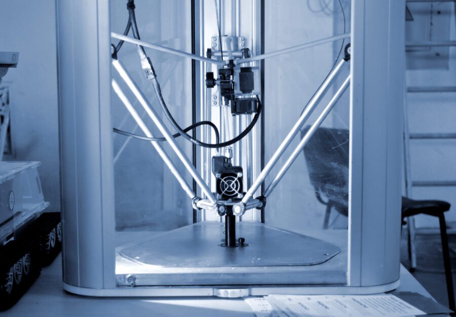 The process of working 3D printer and creating a three-dimensional object