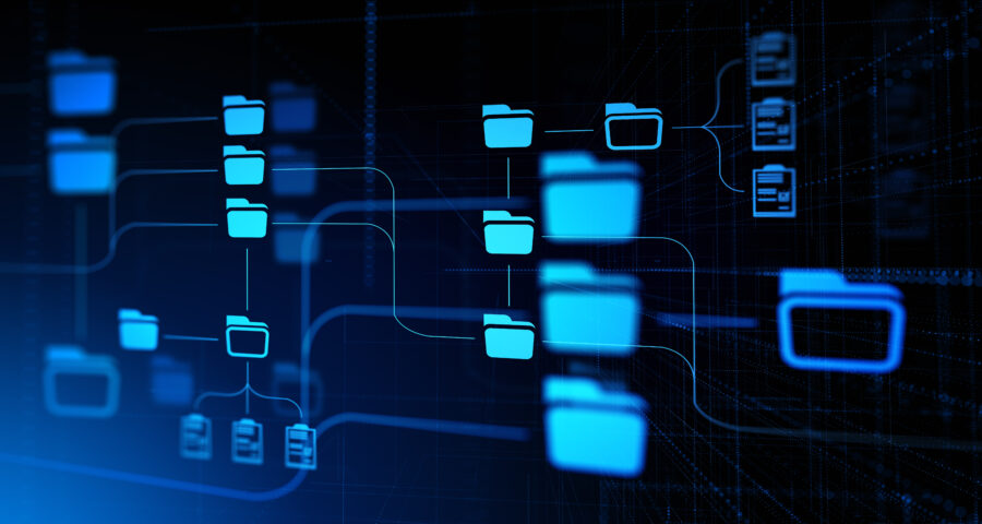 Immersive futuristic document management system interface