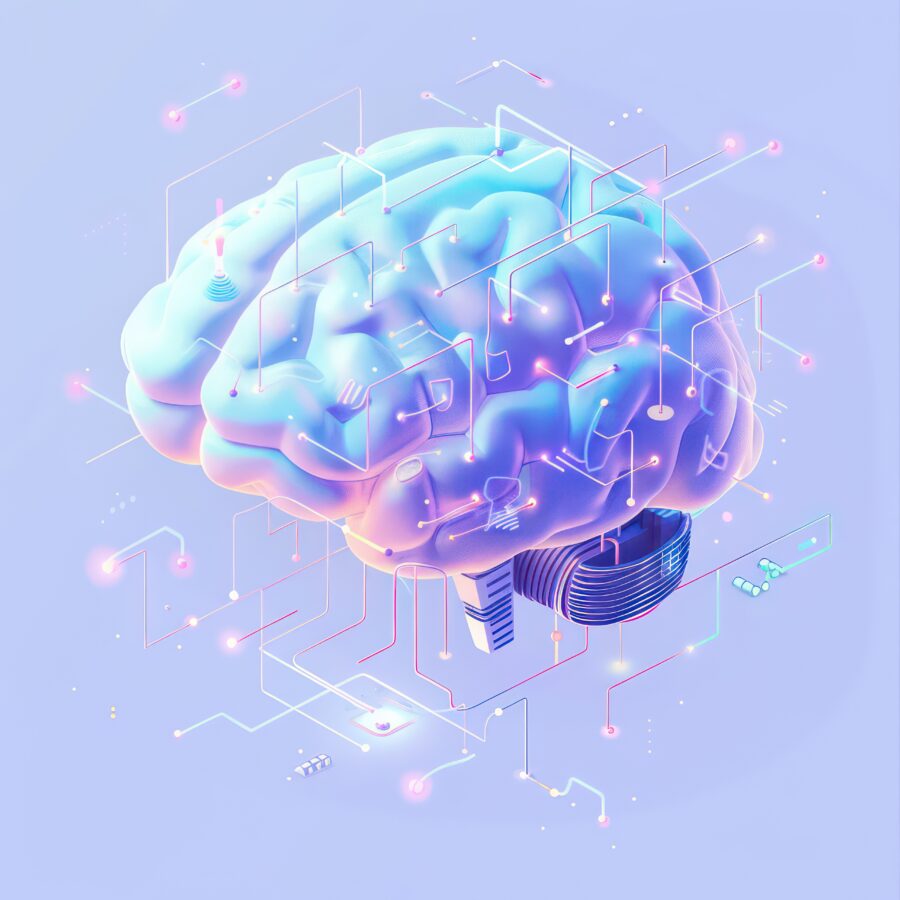 intelligent organic network brain cloud, 3D isometric