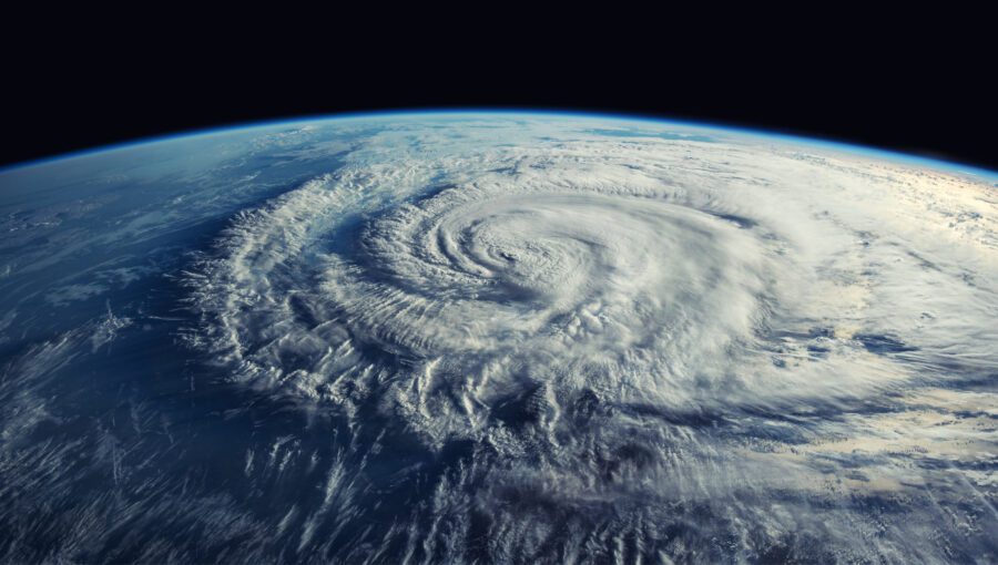 View of a typhoon from space