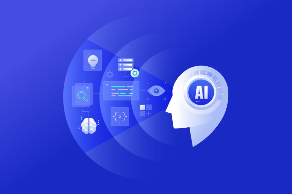 Agentic AI Workflow Automation, Artificial intelligence AI driven decision-making concept illustration blue background